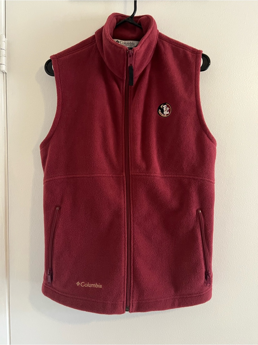 Ladies Columbia FSU Florida State University Sleeveless Fleece Vest Red
